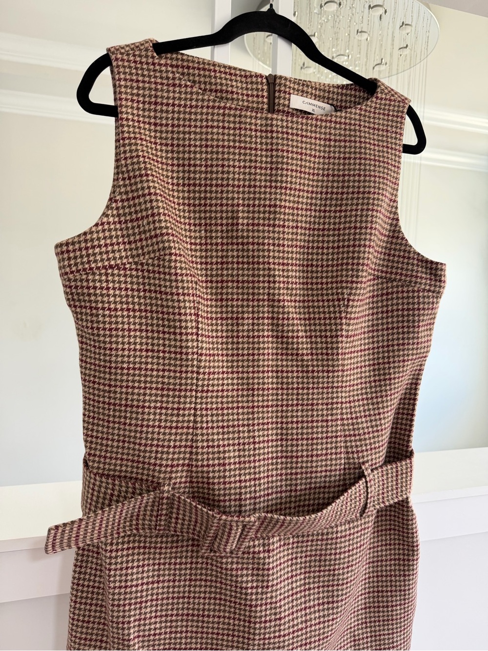 Commense Sleeveless Houndstooth Belted Mini Dress - Picture 5 of 8